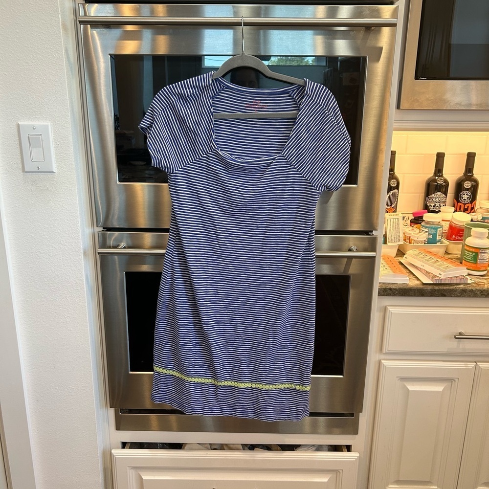 Vineyard Vines Blue and White Sheath Midi Dress, size S, GUC